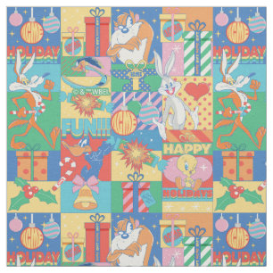 LOONEY TUNES™ Prettige feestdagen kerstpatroon Stof