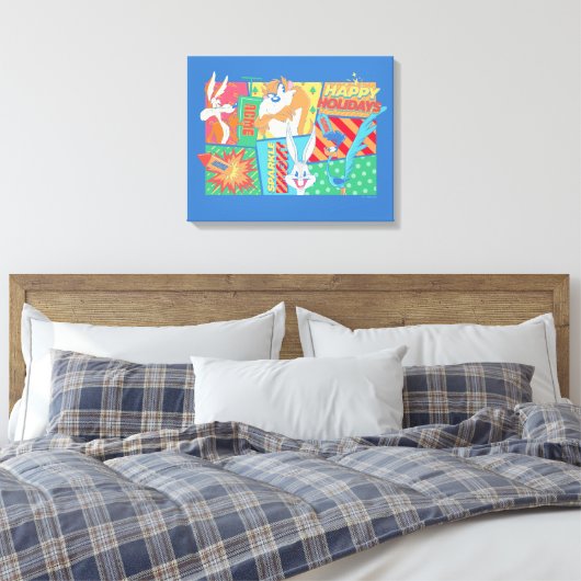 LOONEY TUNES™ | Prettige feestdagen Patroon Canvas Afdruk (Insitu (Slaapkamer))