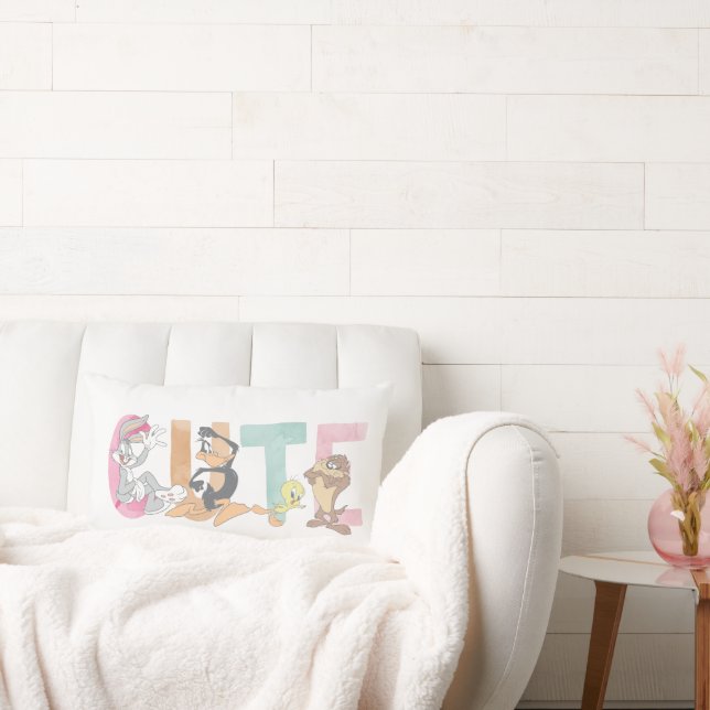 LOONEY TUNES™ Schattigee Waterverf Wordmark Kussen (Bank)