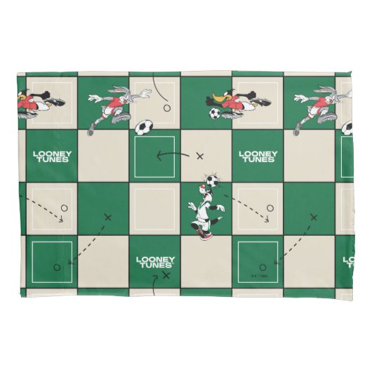 LOONEY TUNES™ Soccer Grid Pattern Kussensloop (Voorkant)