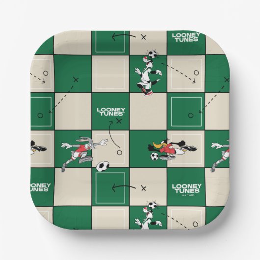 LOONEY TUNES™ Soccer Grid Pattern Papieren Bordje (Voorkant)