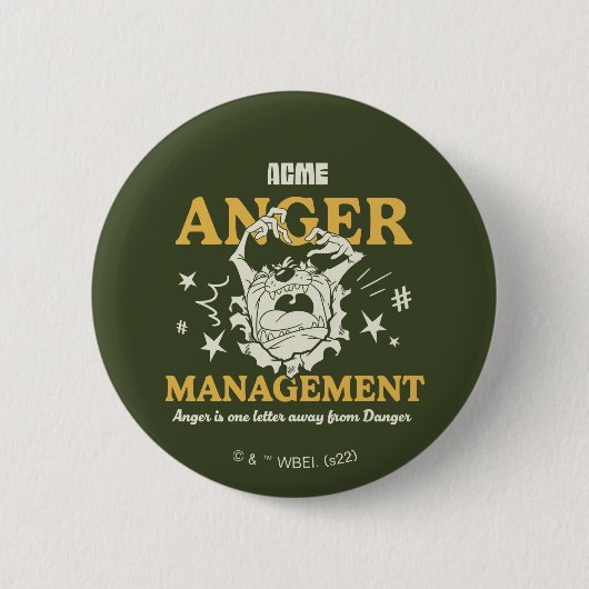 LOONEY TUNES™ |TAZ™ ACME Anger Management Ronde Button 5,7 Cm (Voorkant)