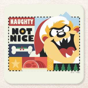 LOONEY TUNES™ TAZ™ Naughty Not Nice Vierkante Kartonnen Onderzetter