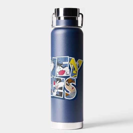 LOONEY TUNES™-tekens in letters Waterfles (Achterkant)