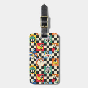 LOONEY TUNES™-tekens op zwart-witchecker Bagagelabel