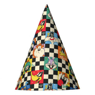LOONEY TUNES™-tekens op zwart-witchecker Feesthoedjes