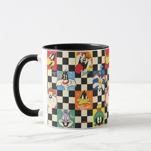 LOONEY TUNES™-tekens op zwart-witchecker Mok (Links)