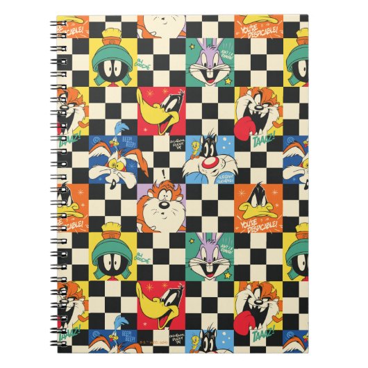 LOONEY TUNES™-tekens op zwart-witchecker Notitieboek (Voorkant)