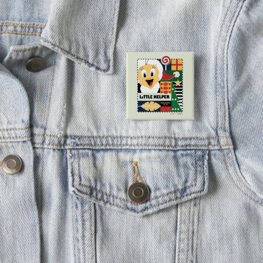 LOONEY TUNES™ TWEETY™ Little Helper Vierkante Button 5,1 Cm (In situ)