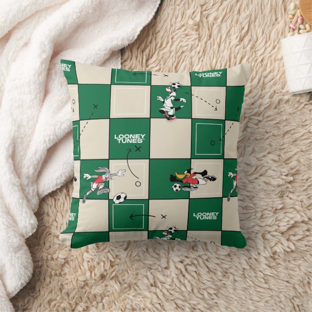 LOONEY TUNES™ Voetbal rasterpatroon Kussen (Deken)