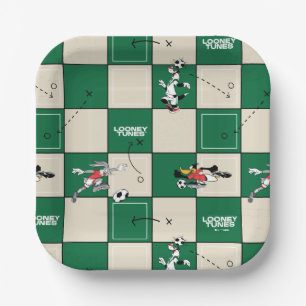 LOONEY TUNES™ Voetbal rasterpatroon Papieren Bordje