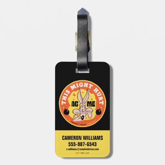 LOONEY TUNES™ | WILE E. COYOTE™ Dit kan pijn veroo Bagagelabel (Achterkant verticaal)