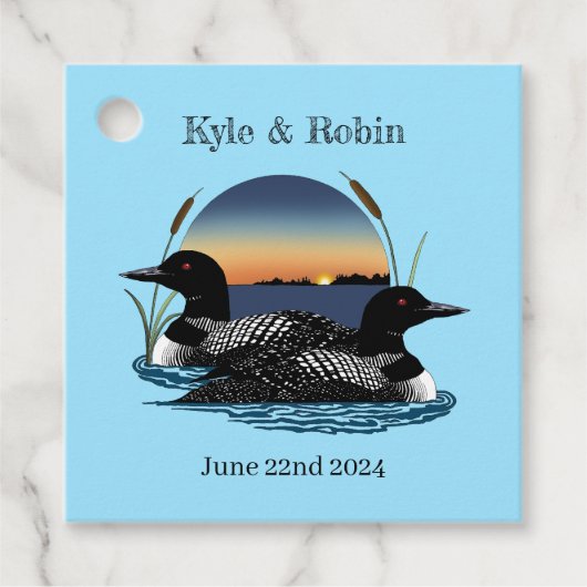 Loons Sunset Blue Bedankjes Labels (Voorkant)