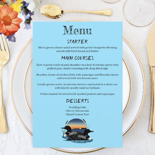 Loons Sunset Blue Menu
