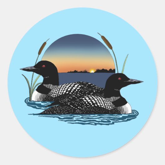 Loons Sunset Blue Ronde Sticker (Voorkant)