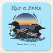Loons Sunset Blue Vierkante Kartonnen Onderzetter (Voorkant)