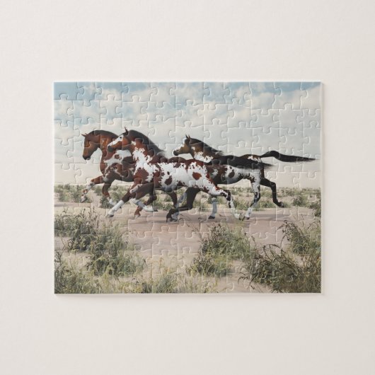 Loop als de wind - Galopperende paarden Puzzel Legpuzzel (Horizontaal)