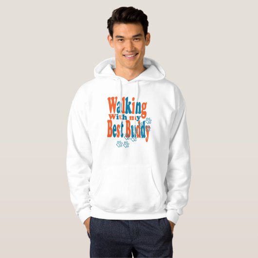 Loop de hond mannen capuchon sweatshirt (Voorkant volledig)