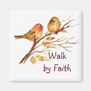 Loop door Faith met Cute Sparrow Birds Magneet