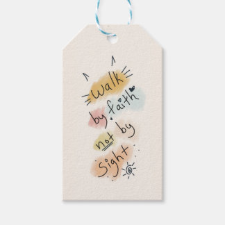 Loop door het geloof Christelijk met de hand getek Cadeaulabel