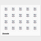 Loop door het geloof vierkante sticker (Vel)