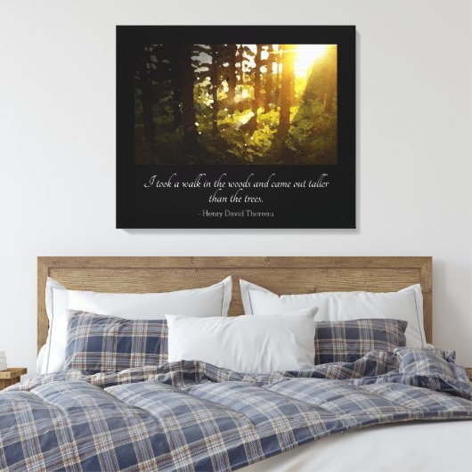 Loop in de Bossen Thoreau Quote Canvas Afdruk (Insitu (Slaapkamer))