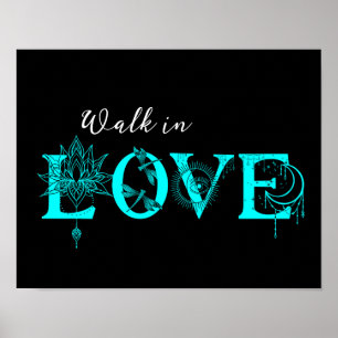 Loop in Liefde motivatie Lotus maan Zon libel Poster