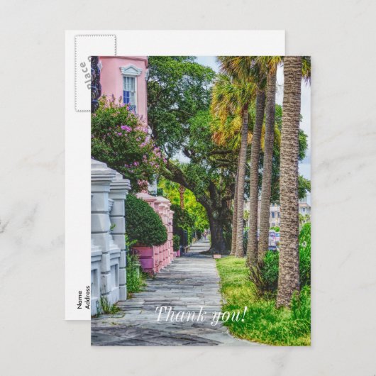 Loop langs Rainbow Row Dank je wel Briefkaart (Voorkant / Achterkant)