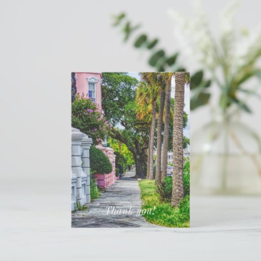 Loop langs Rainbow Row Dank u Briefkaart (Staand voorkant)