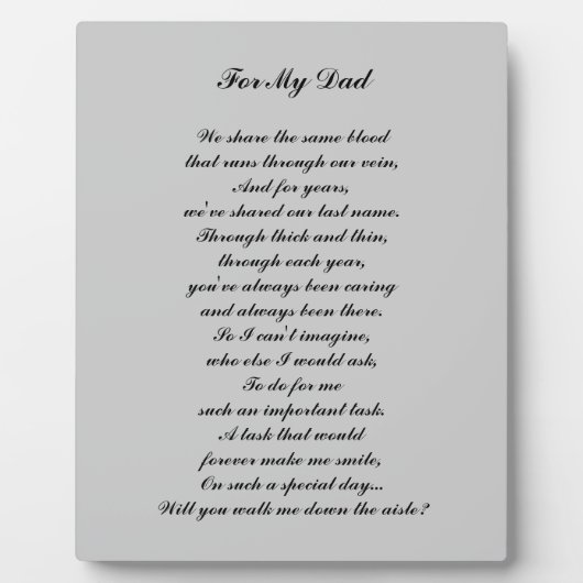 "Loop me naar de Aisle?" Plaque Fotoplaat (Voorkant)