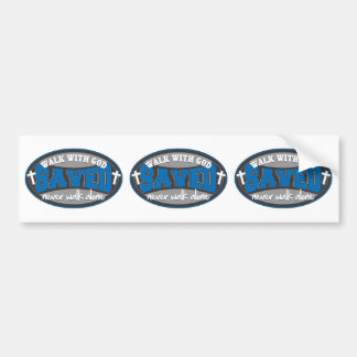 Loop met God (blauw) Bumpersticker