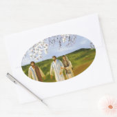 Loop met Jezus Ovale Sticker (Envelop)