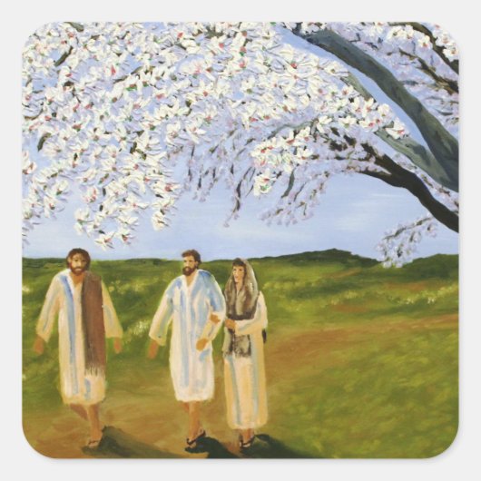 Loop met Jezus Vierkante Sticker (Voorkant)