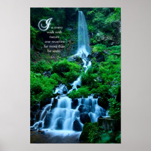 Loop met Natuur Beauful Waterfall Green Natuur Poster (Voorkant)
