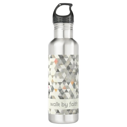 Loop naar Faith Gray Triangle Pattern Waterfles (Voorkant)
