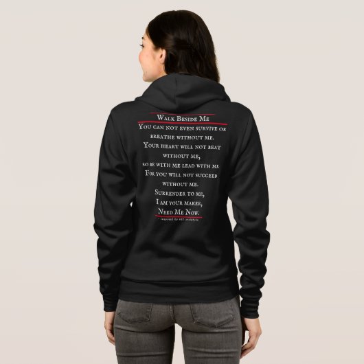 "Loop naast me" Scripting Geïnspireerd design! Hoodie (Achterkant volledig)