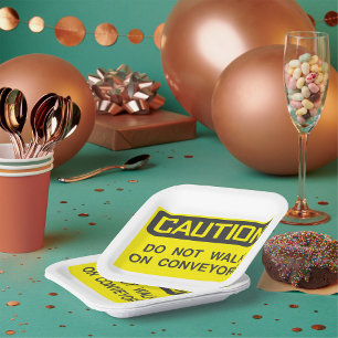 Loop niet op transportbanden teken papieren bordje