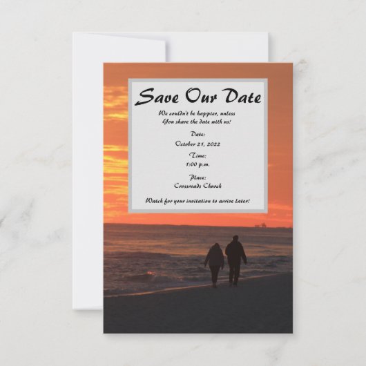 Loop op de Beach sparen de Datum Save The Date (Voorkant)