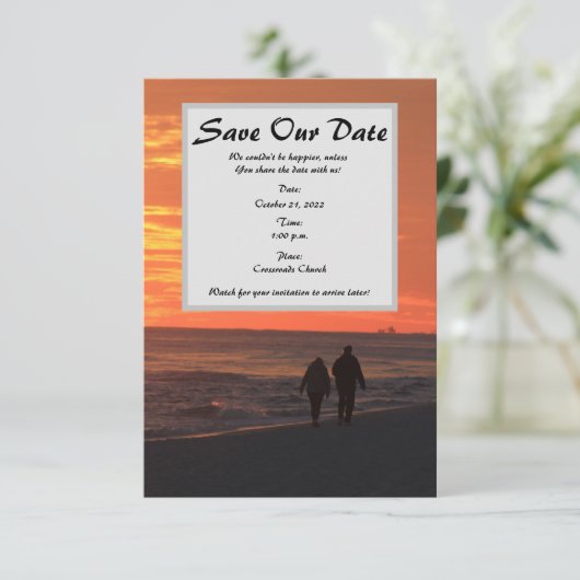 Loop op de Beach sparen de Datum Save The Date (Staand voorkant)