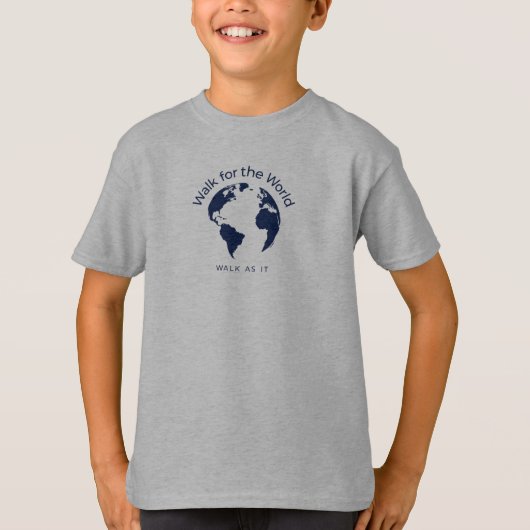 Loop voor de wereld T-shirt - Boys Donker Grijs (Voorkant)