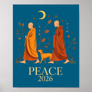 Loop vrede 2026 wereld vrede monniken met aloka ho poster