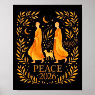 Loop Vrede 2026 Wereldvredemonniken met Aloka Dog Poster