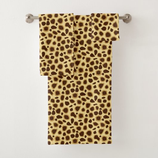 Loopard Print, Chocolate Brown en Camel Tan Bad Handdoek (Insitu)