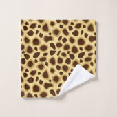 Loopard Print, Chocolate Brown en Camel Tan Bad Handdoek (Wasdoekje)