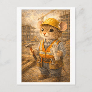 Loopbaan Muis als Bouwvakker Briefkaart