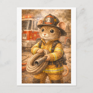 Loopbaan Muis als Brandweerman Briefkaart