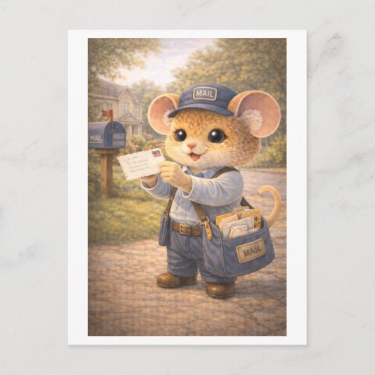 Loopbaan Muis als Postbode Briefkaart (Voorkant)