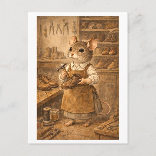 Loopbaan Muis als Schoenmaker Briefkaart (Voorkant)