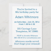 Loopende uitnodiging voor verjaardagsfeest (Achterkant)