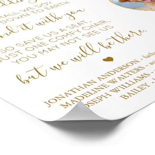 Loopgeheugen Elegant Gold Photo Wedding Memorial Poster (Hoek)